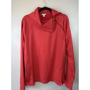 J Jill FIT Coral Performance Pullover With Offset Collar Size L